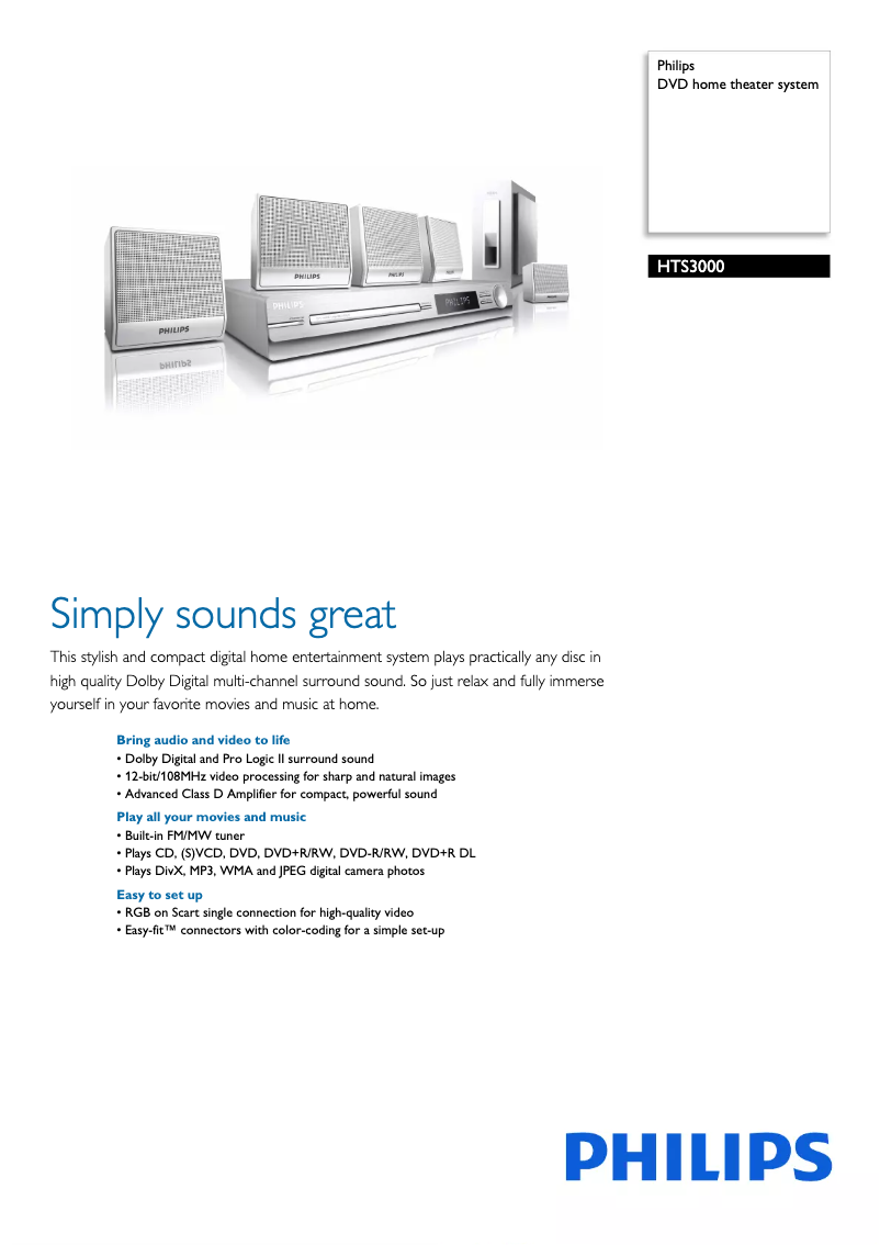 Image de la première page du manuel de l'appareil HTS3000