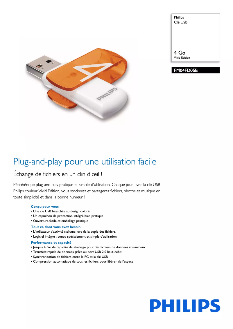 Page n°1 - Fiche technique Philips FM04FD05B