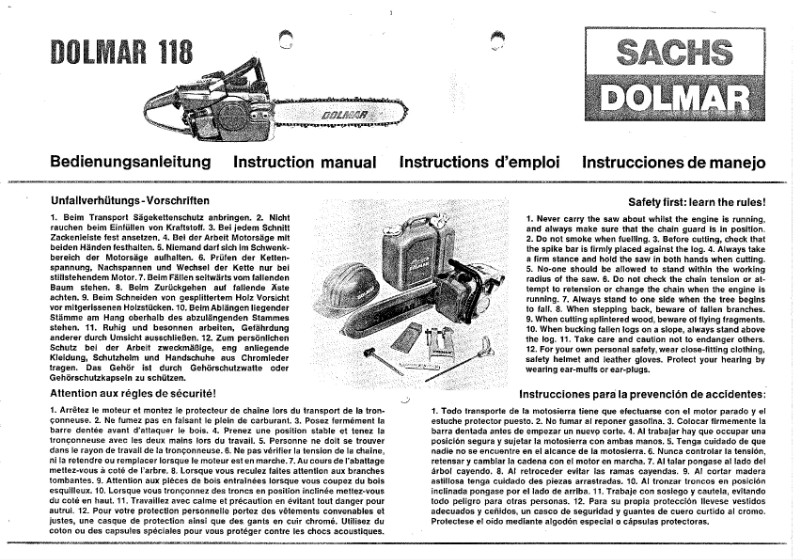 Page n°1 - Manuel utilisateur Dolmar 118