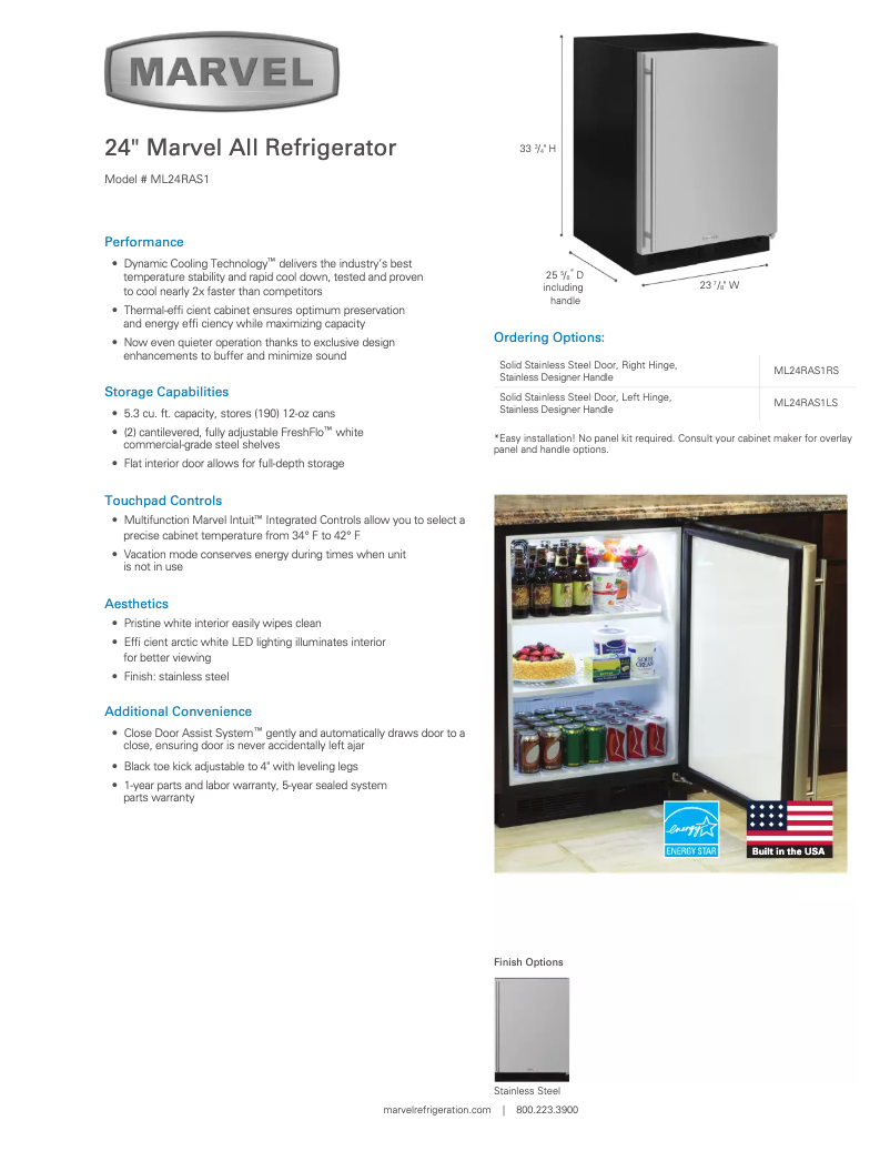 Page 1 de la notice Manuel utilisateur Marvel Professional ML24RA1R