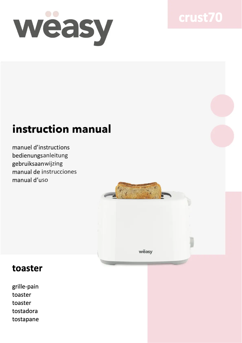 Page 1 de la notice Manuel utilisateur Wëasy crust70