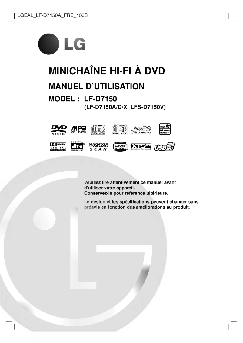 Image de la première page du manuel de l'appareil LF-D7150A