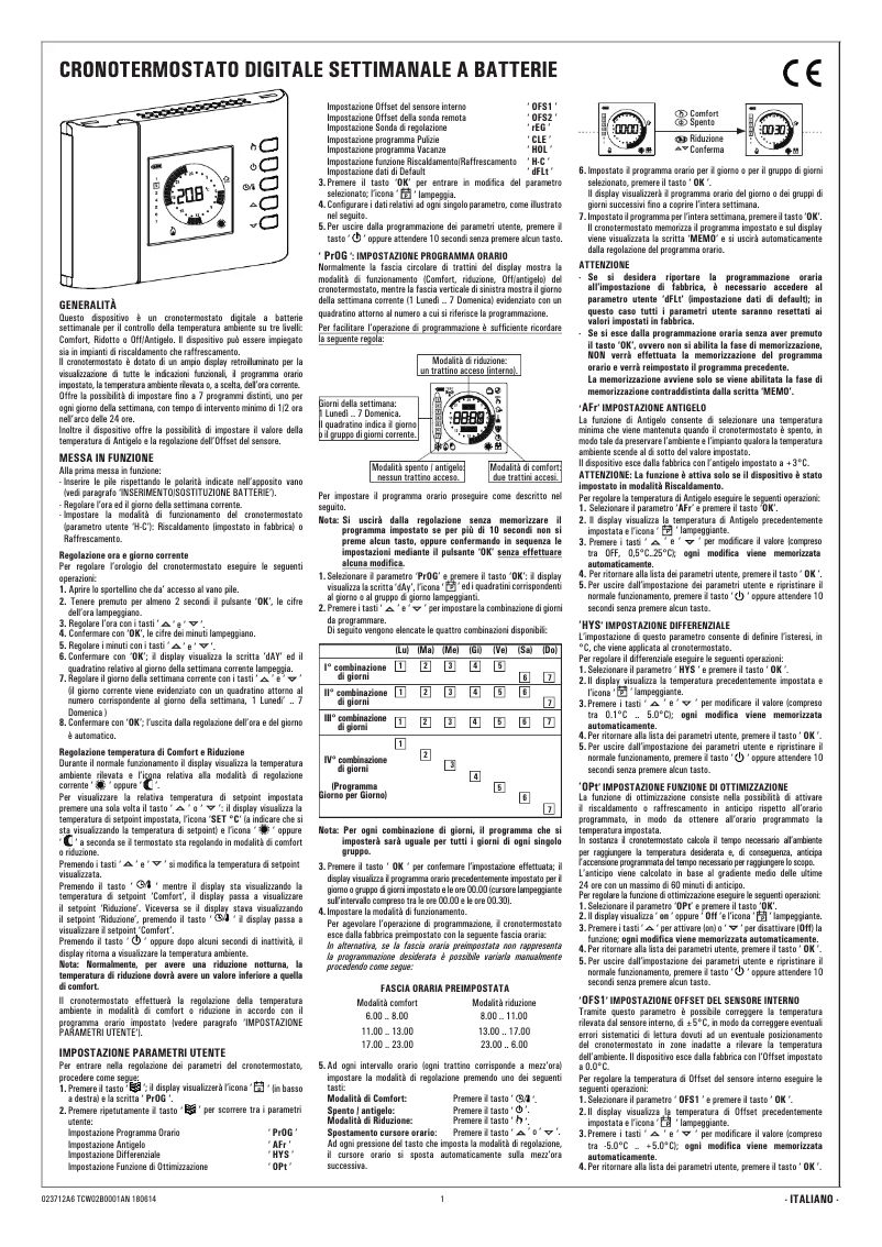 Page 1 de la notice Manuel utilisateur Seitron TCW02B