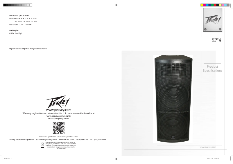 Página 1 del manual Manual de usuario Peavey SP 4