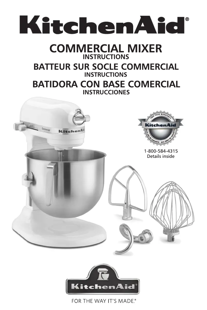 Page n°1 - Manuel utilisateur KitchenAid KSM7990WH