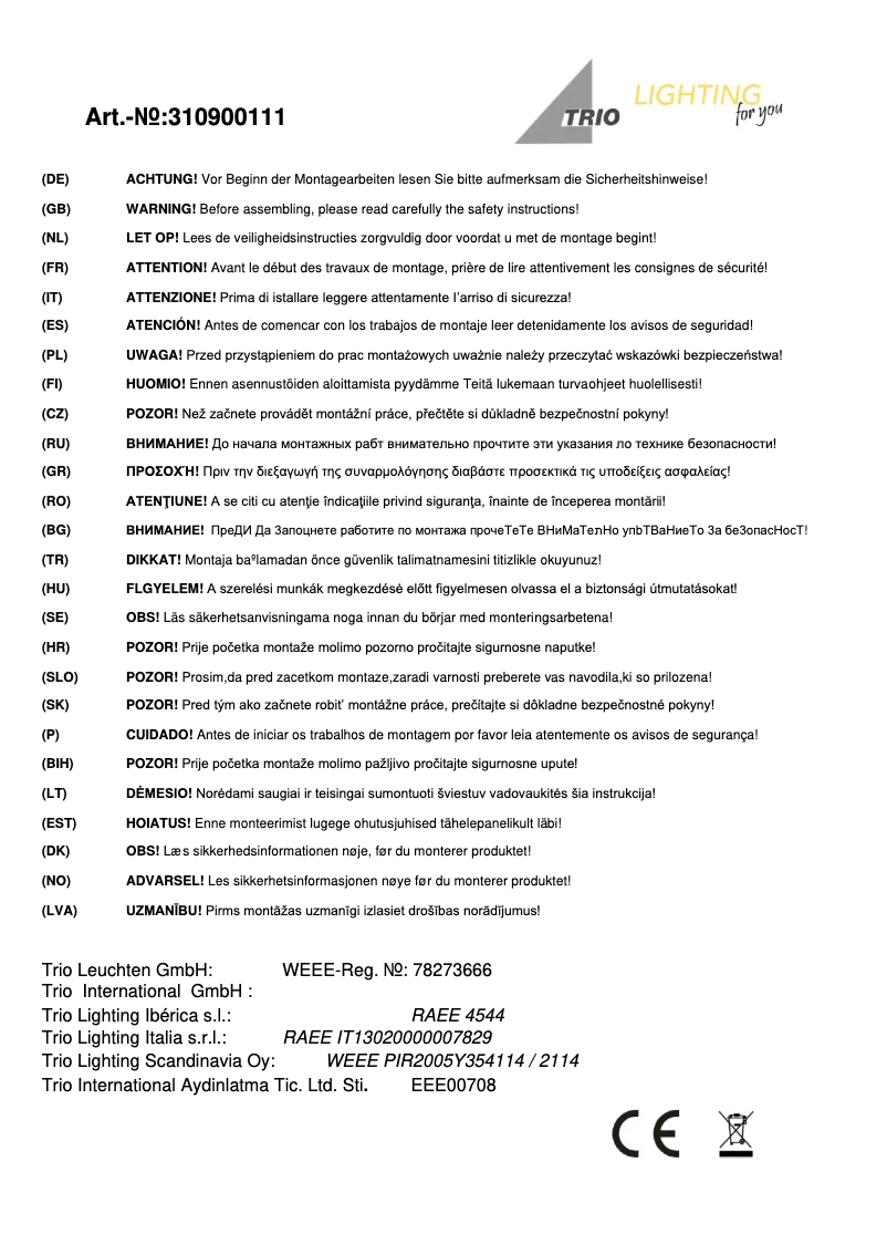 Image de la première page du manuel de l'appareil Rotin 310900111