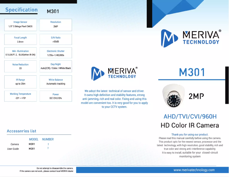 Image de la première page du manuel de l'appareil M301