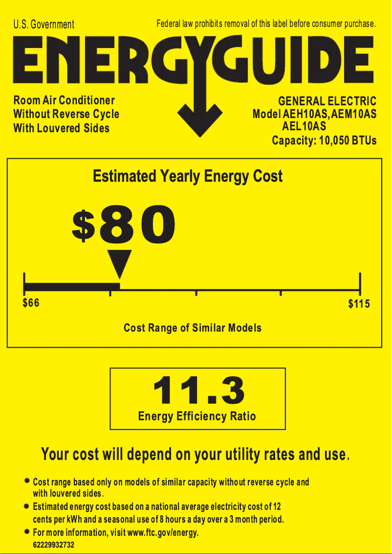 Page n°1 - Label énergétique GE AEH10AS