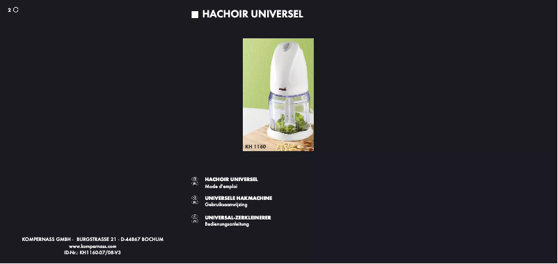 Image de la première page du manuel de l'appareil KH 1160