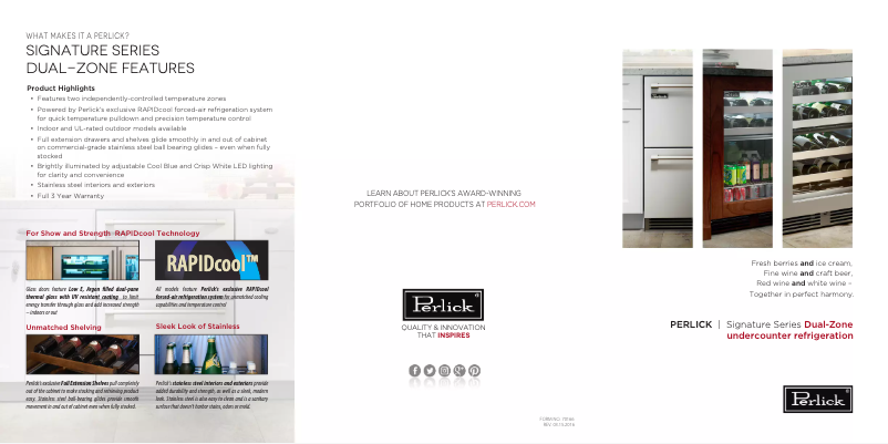 Page n°1 - Brochure Perlick HP24DS-3-3L