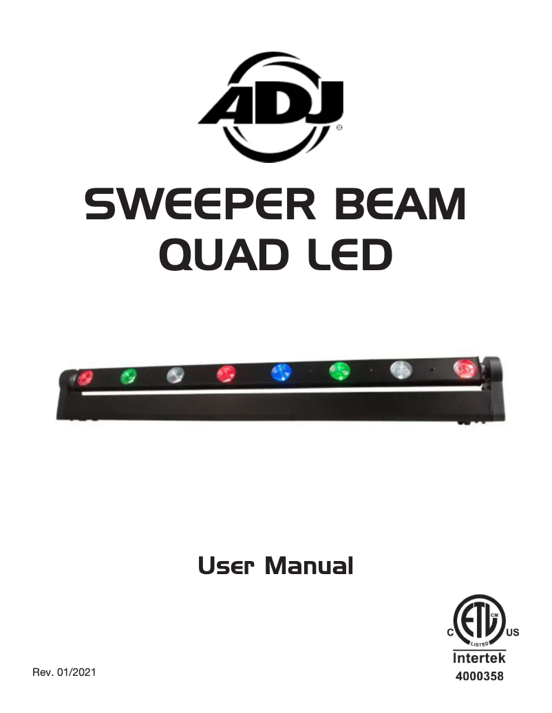 Image de la première page du manuel de l'appareil Sweeper Beam Quad LED