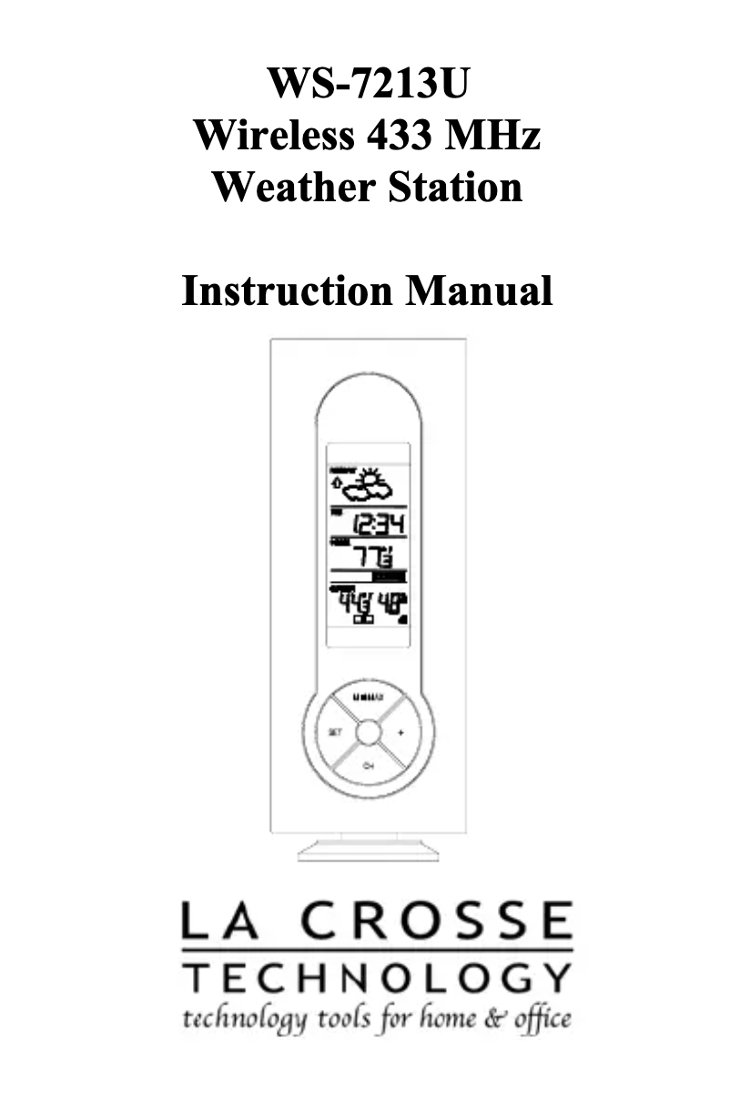 Page n°1 - Manuel utilisateur La Crosse Technology WS-7213U