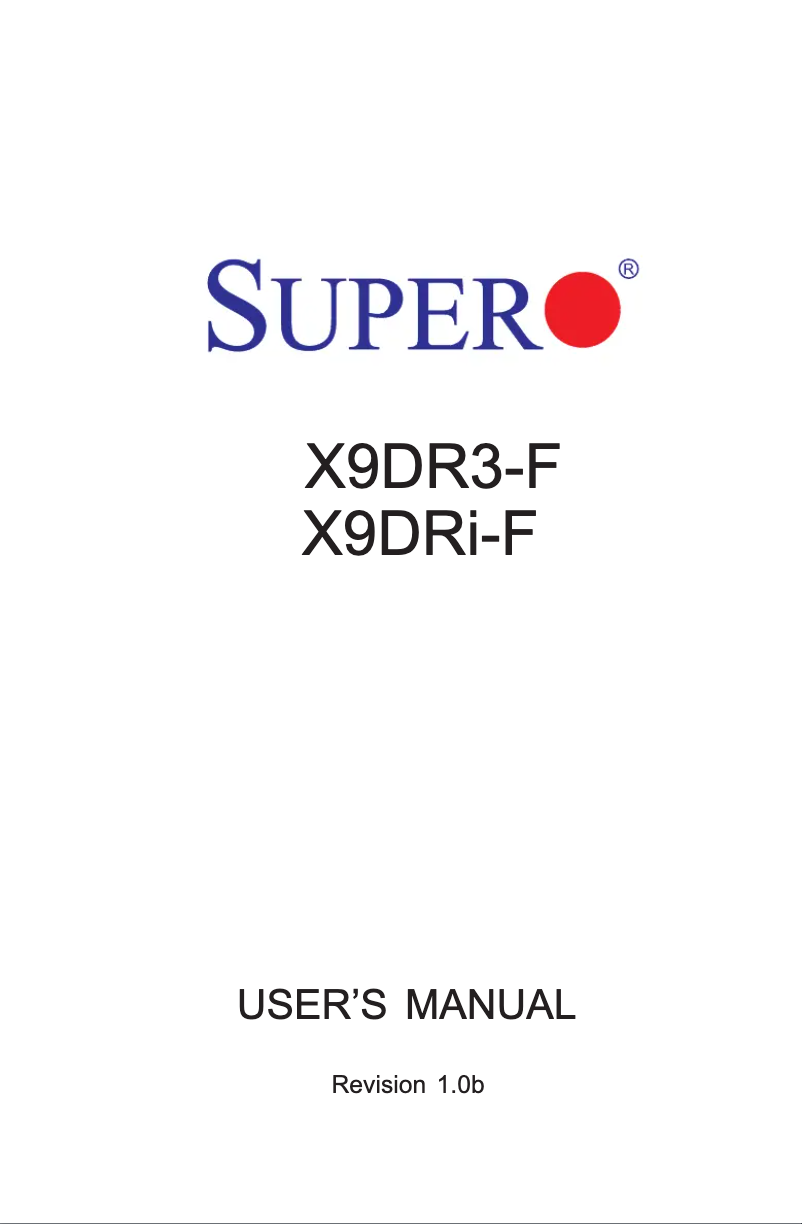 Page 1 de la notice Manuel utilisateur Supermicro X9DRi-F Retail