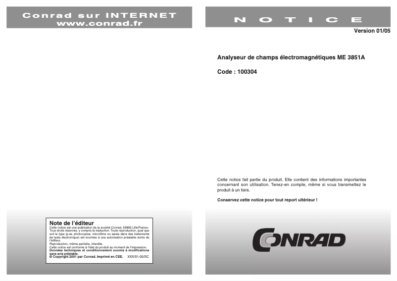 Página 1 del manual Manual de usuario Gigahertz Solutions ME3851A