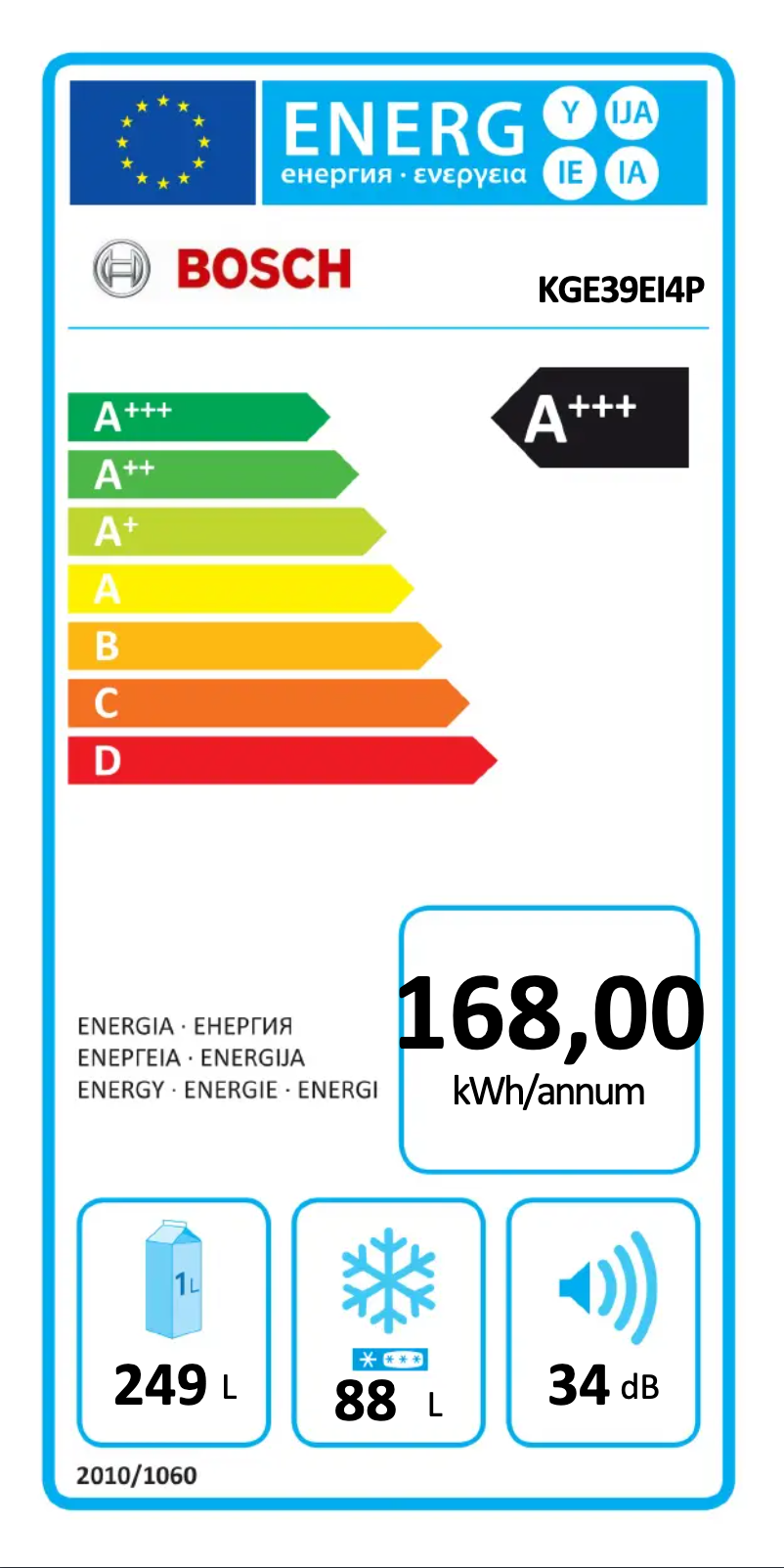Page n°1 - Label énergétique Bosch KGE39EI4P