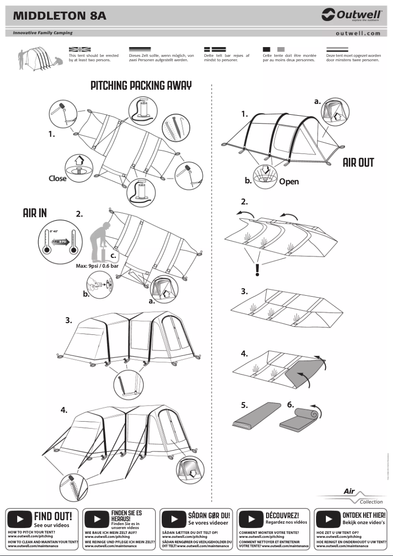 Page 1 de la notice Manuel utilisateur Outwell Middleton 8A
