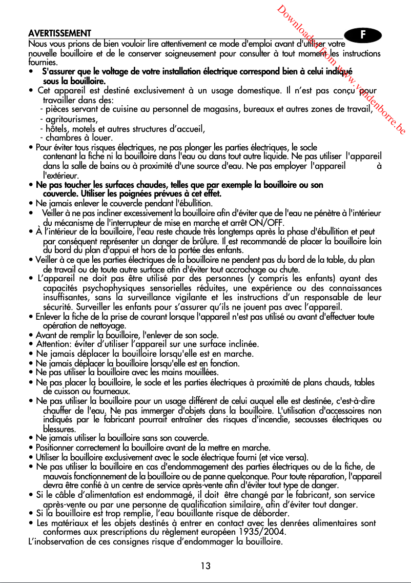 Image de la première page du manuel de l'appareil Icona Vintage KBOV 2001