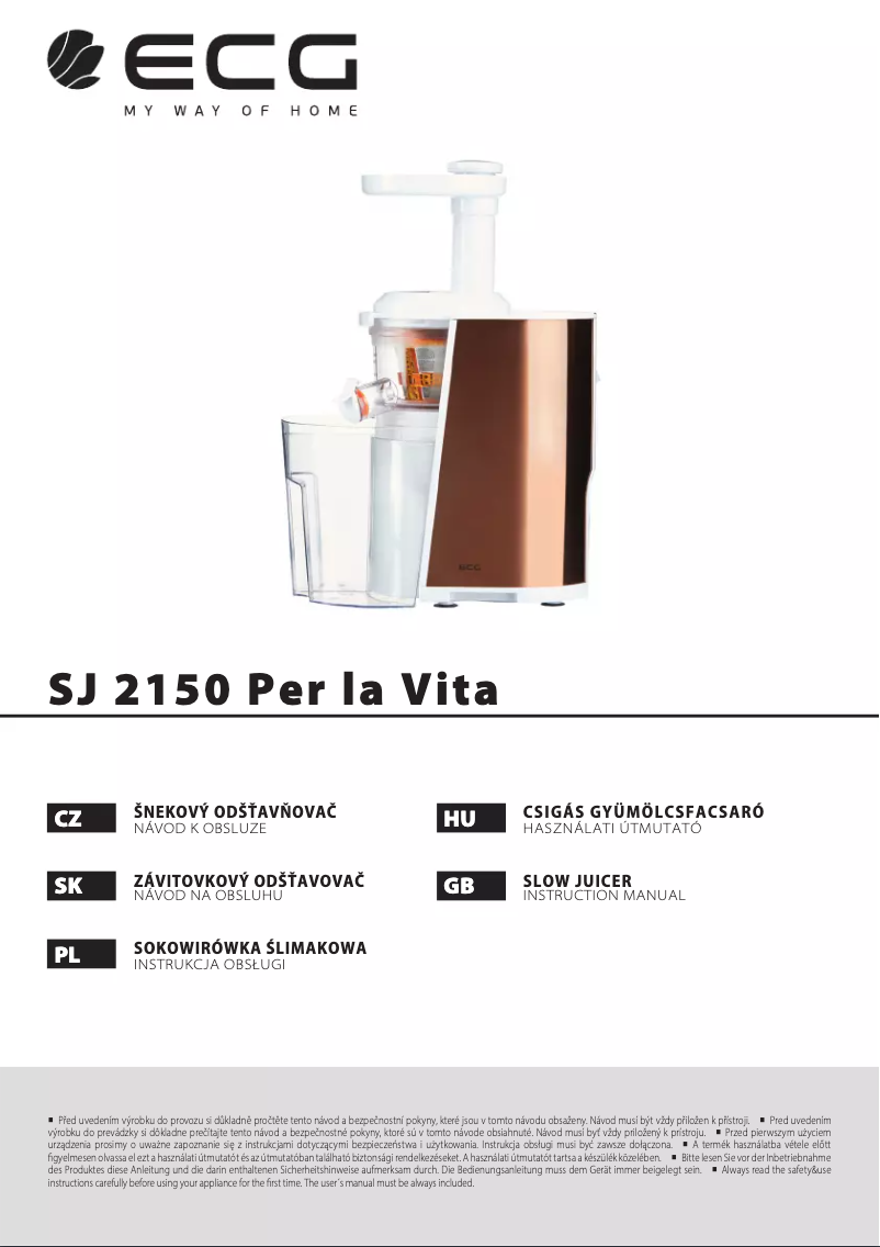 Page n°1 - Manuel utilisateur ECG SJ 2150 Per la Vita