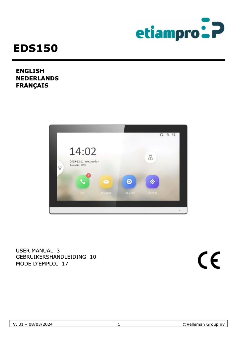 Image de la première page du manuel de l'appareil EDS150