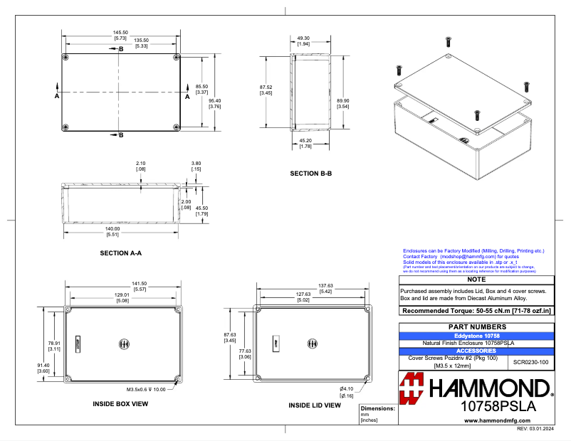 Page n°1 - Manuel utilisateur Hammond 10758PSLA