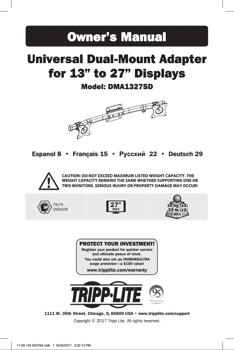 Página 1 del manual Manual de usuario Tripp Lite DMA1327SD
