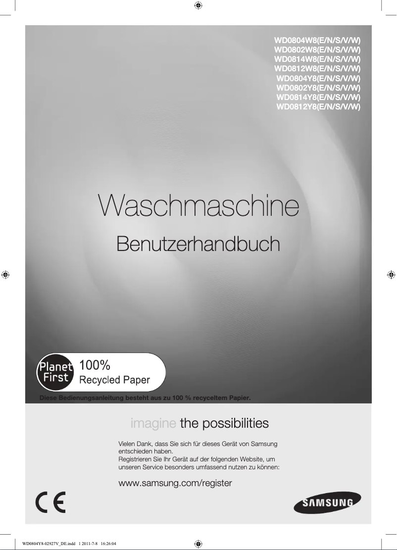 Page n°1 - Manuel utilisateur Samsung WD0812Y8