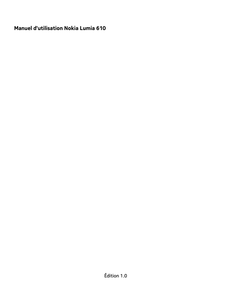 Page 1 de la notice Manuel utilisateur Nokia Lumia 610