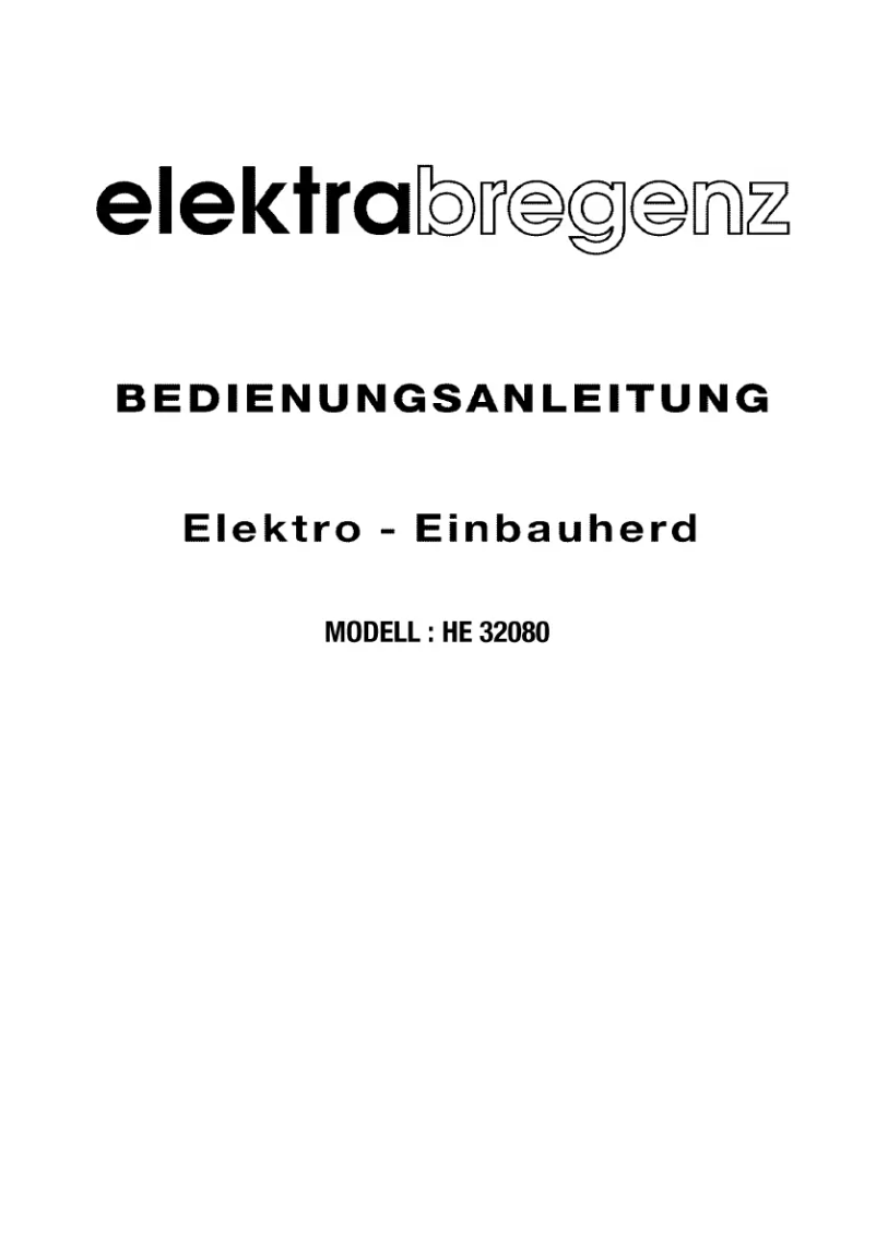 Page n°1 - Manuel utilisateur Elektra Bregenz HE 32080 X