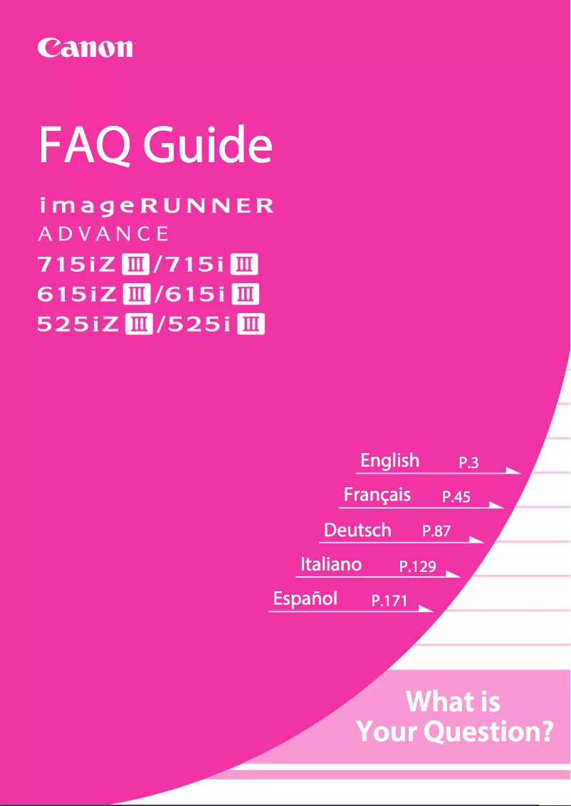 Page 1 de la notice FAQ Canon imageRUNNER ADVANCE 715i III