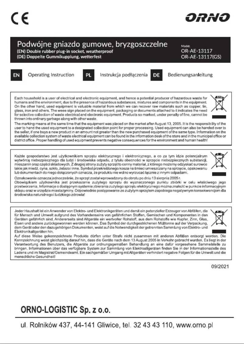 Page 1 de la notice Manuel utilisateur ORNO OR-AE-13117