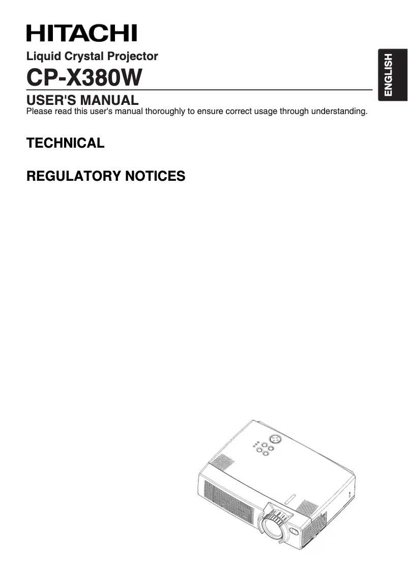 Page 1 de la notice Manuel utilisateur Hitachi CP-X380W