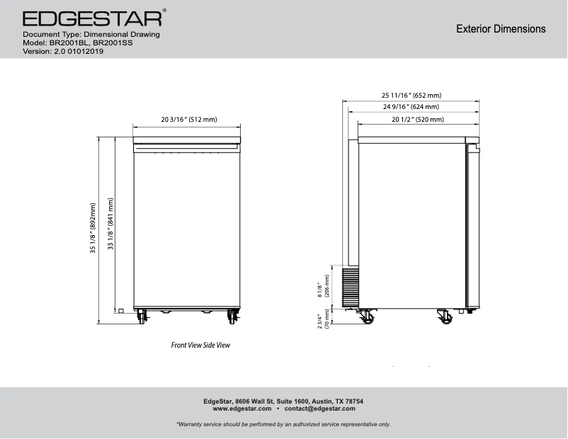 Página 1 del manual Ficha técnica EdgeStar BR2001BL