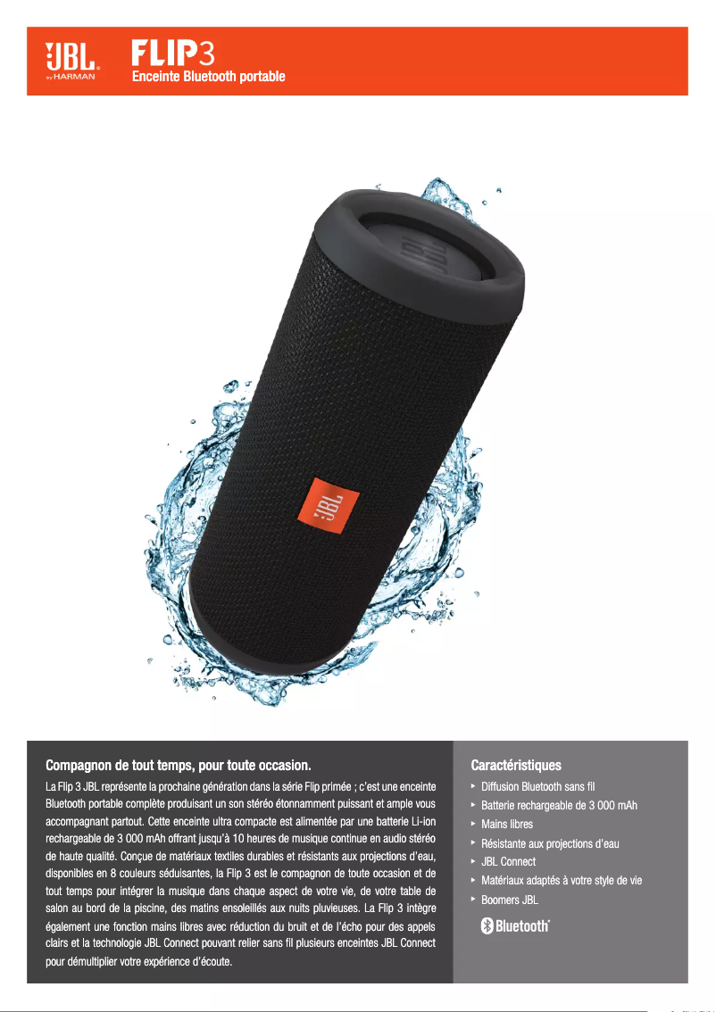 Page n°1 - Fiche technique JBL Flip 3