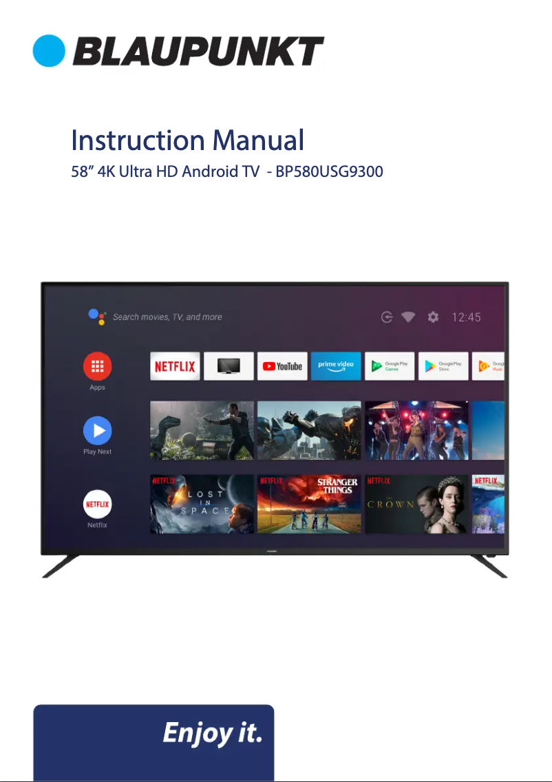 Page n°1 - Manuel utilisateur Blaupunkt BP580USG9300