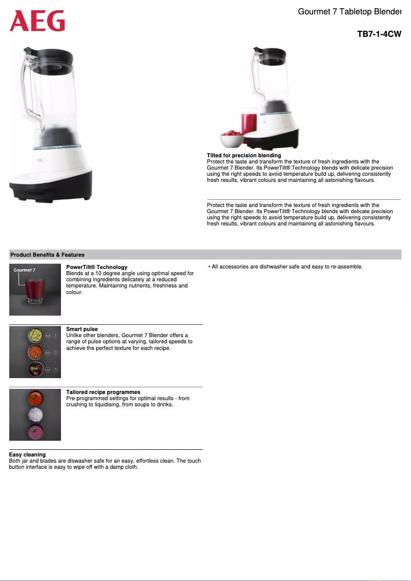 Page n°1 - Fiche technique AEG TB7-1-4CW