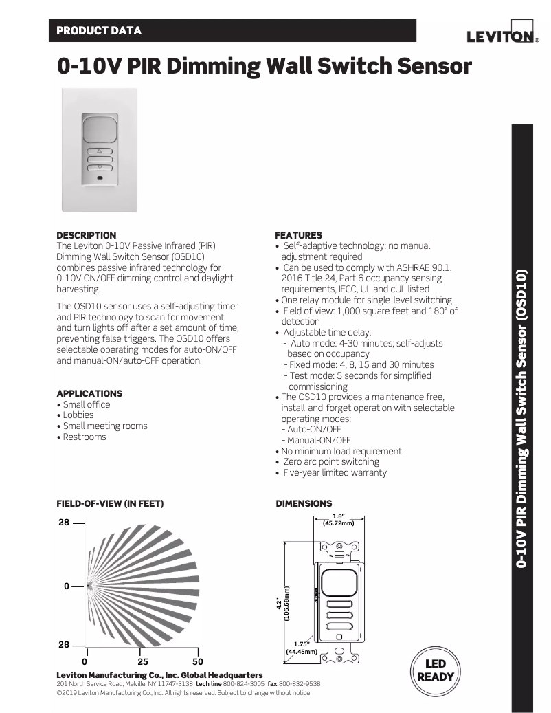 Page 1 de la notice Manuel utilisateur Leviton OSD10-I0I