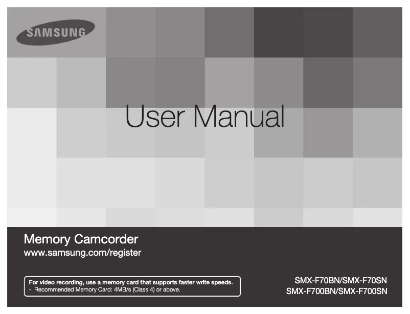 Page 1 de la notice Manuel utilisateur Samsung SMX-F70BN