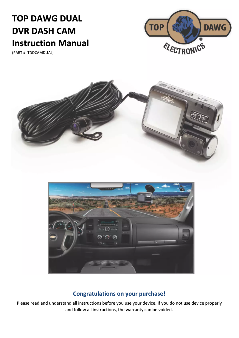 Page n°1 - Manuel utilisateur Top Dawg electronics Dual DVR TDDCAMDUAL