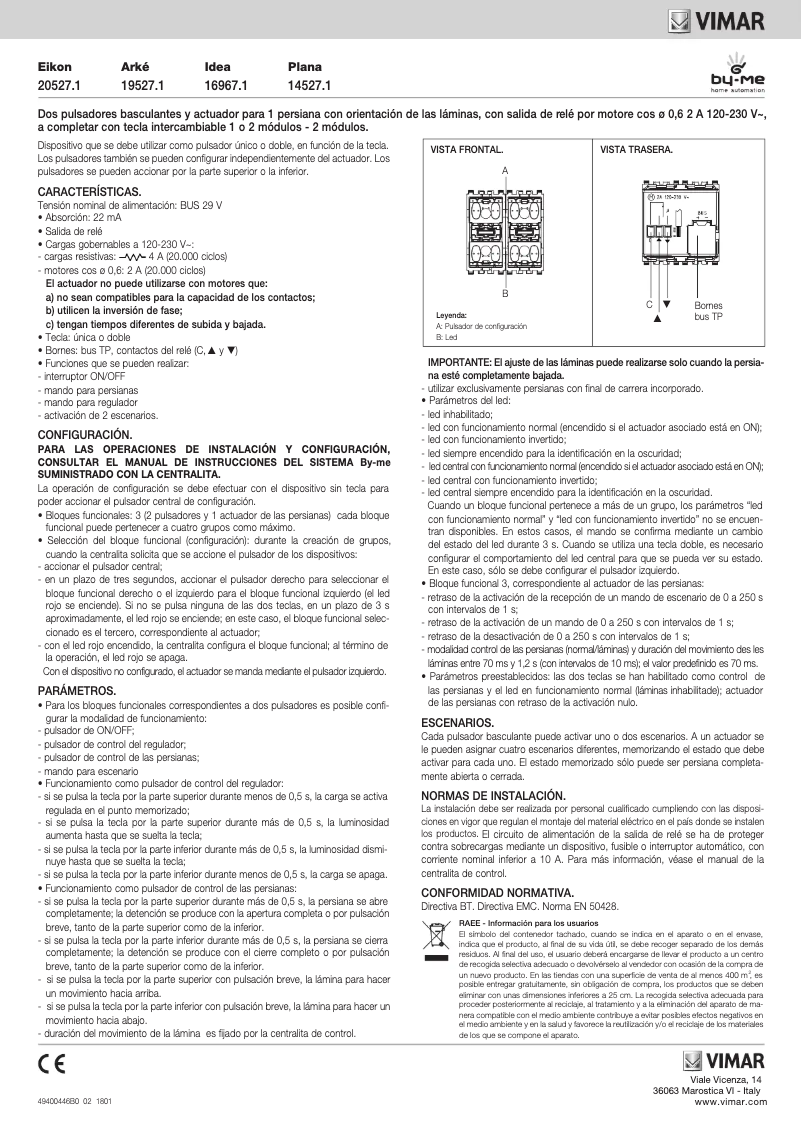 Page 1 de la notice Manuel utilisateur Vimar R20527.1
