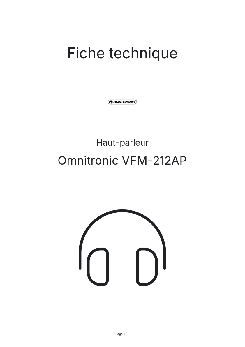 Page n°1 - Fiche technique Omnitronic VFM-212AP