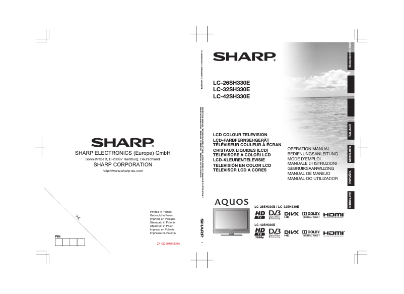 Page n°1 - Manuel utilisateur Sharp Aquos LC-26SH330E
