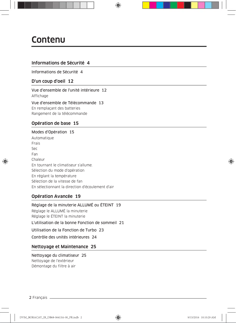 Image de la première page du manuel de l'appareil AM015KNTDEH