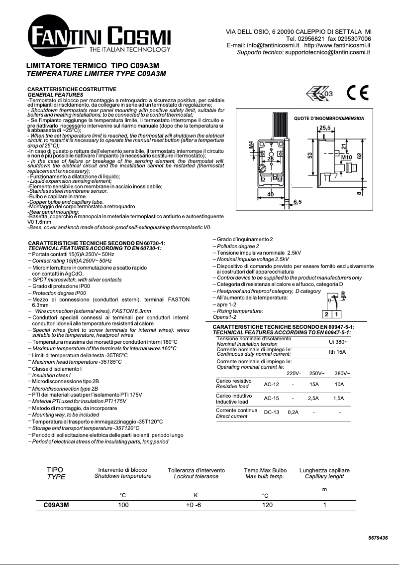 Page 1 de la notice Manuel utilisateur Fantini Cosmi C09