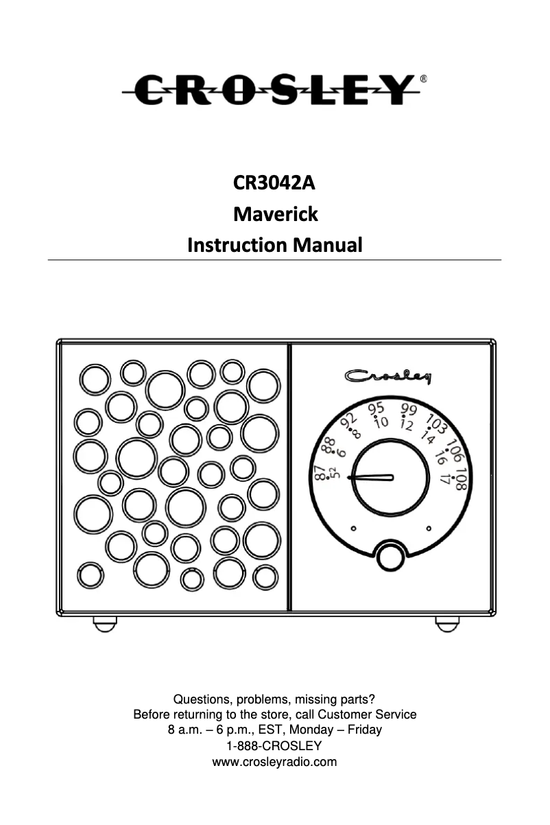 Page n°1 - Manuel utilisateur Crosley Montero CR3112A