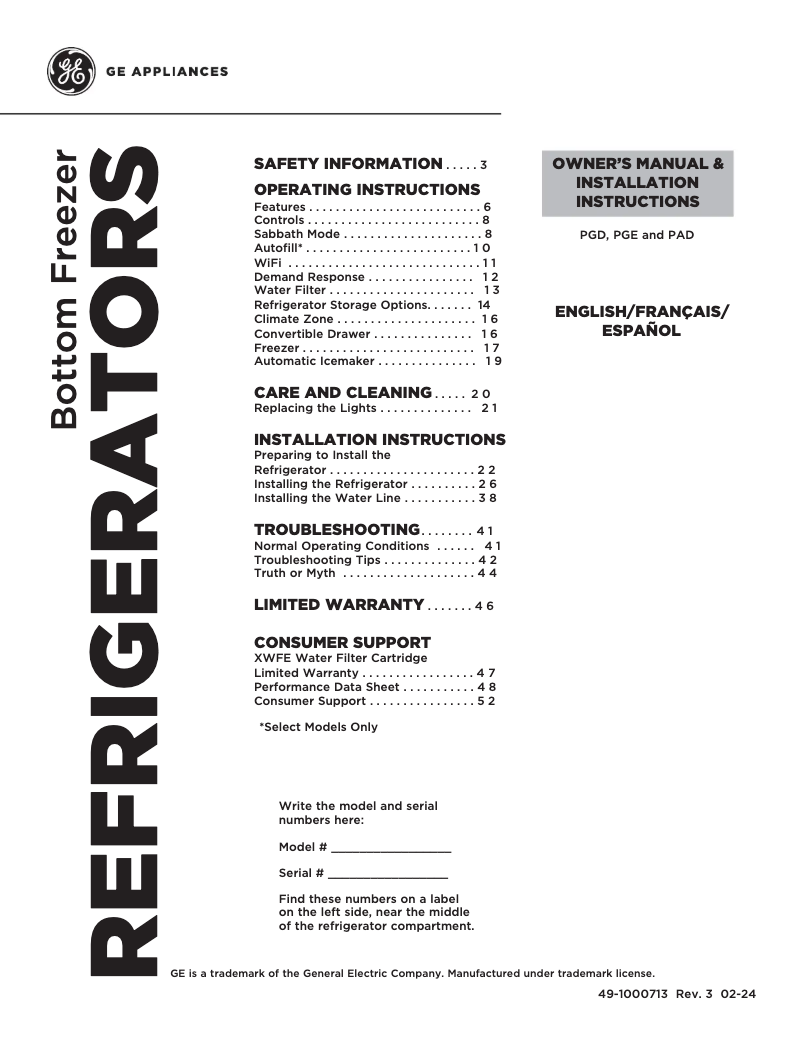 Image de la première page du manuel de l'appareil P29BYTFS