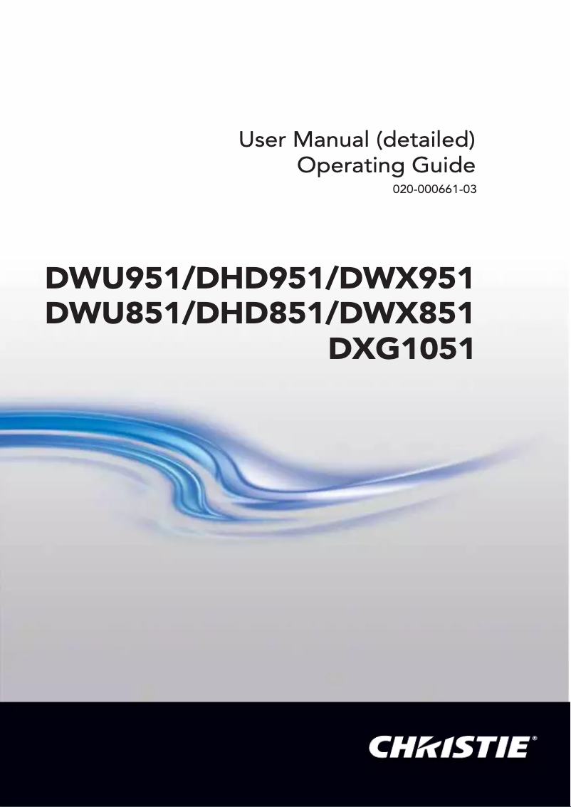 Page n°1 - Manuel utilisateur Christie DHD851