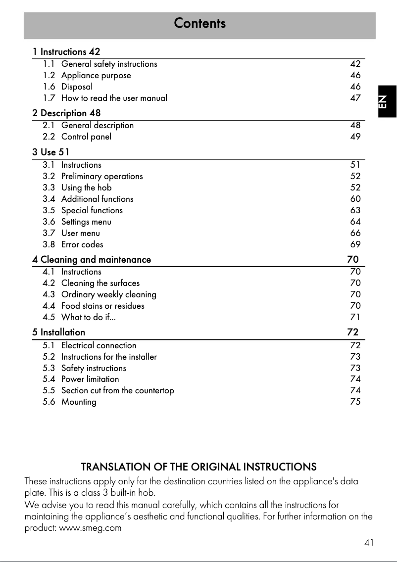 Page 1 de la notice Brochure Smeg SI1M4954D
