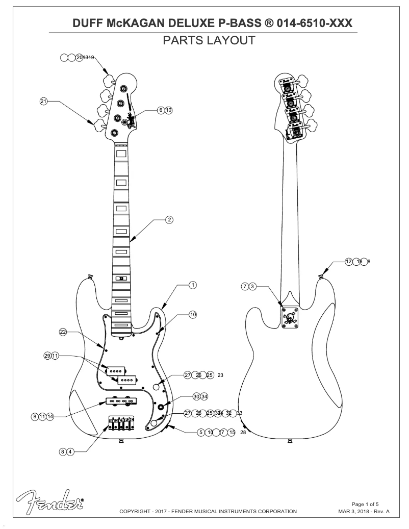 Image de la première page du manuel de l'appareil Duff McKagan Deluxe Precision Bass