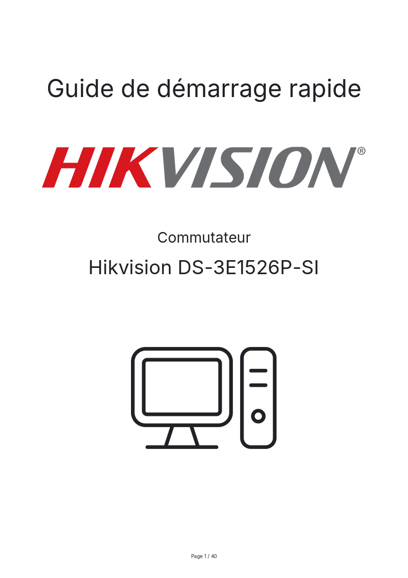Image de la première page du manuel de l'appareil DS-3E1526P-SI