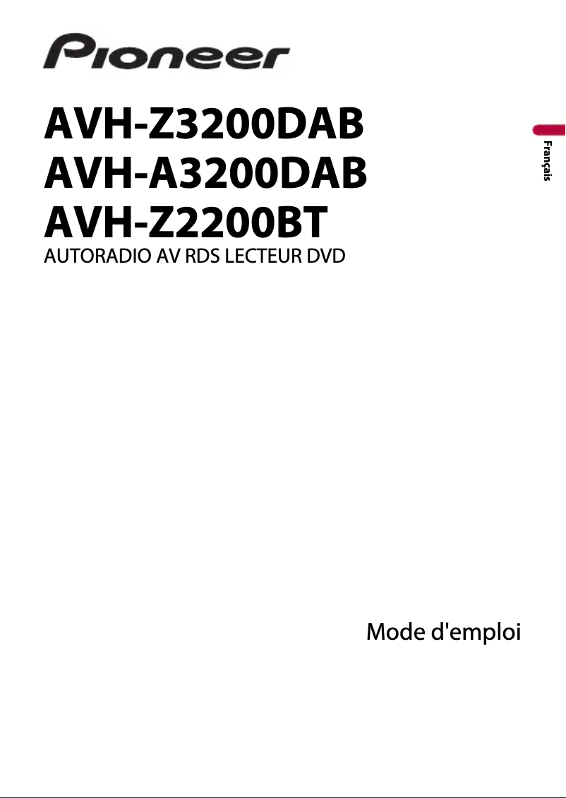 Image de la première page du manuel de l'appareil AVH-Z2200BT